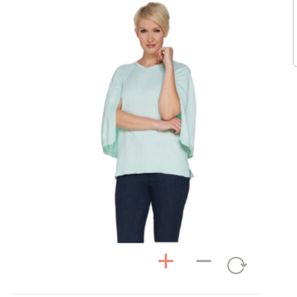 H by Halston Marled V-Neck Pullover Sweater Cape